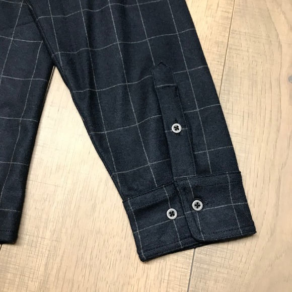 Age of Wisdom Flannel Shirt Mens Size XL Blue Windowpane Plaid Button Up Stretch - Picture 5 of 9